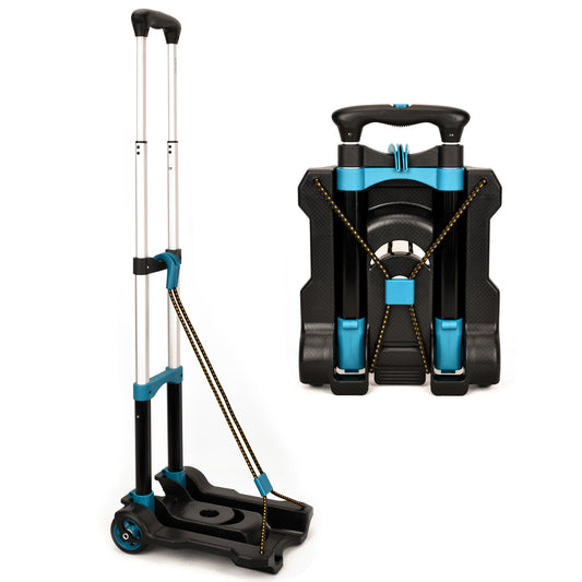 Acroma Aviation Aluminum Foldable Luggage Cart - Lightweight 35kgs Capacity Hand Truck, 2-Wheel Utility Dolly with Elastic Ropes, Ideal for Travel & Office Use