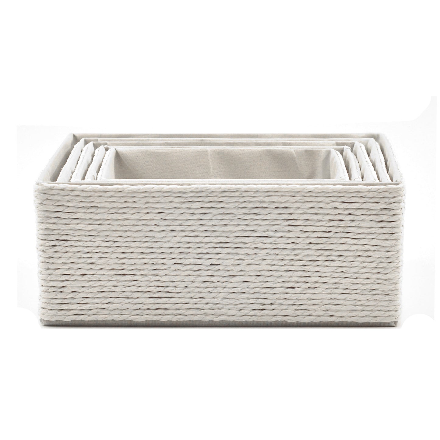 5-Pack Woven Storage Baskets – Multi-Size --Cream White