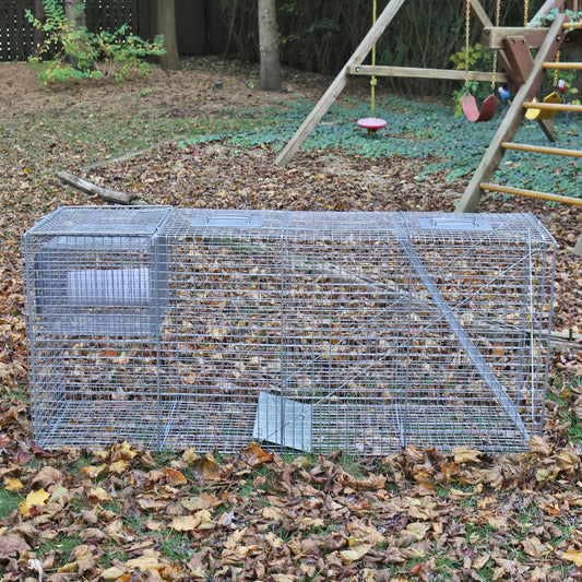 Heavy Duty Catch & Release Animal Trap - 58" x 17" x 26" (147.3 x 43.2 x 66 cm) Humane Live Cage for Large Animals - Ideal for Catching Raccoons, Coyotes, Foxes, and Feral Cats