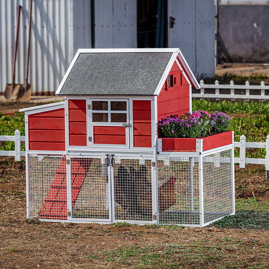 Elevated Chicken Coop with Planter Box and Secure Run