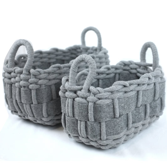 Homedude 2-Piece Dark Grey Felt Storage Baskets – Durable, Soft, and Stylish Organizers for Home & Office